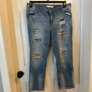 Cato Blue Straight Leg Jeans with Distressed Details
